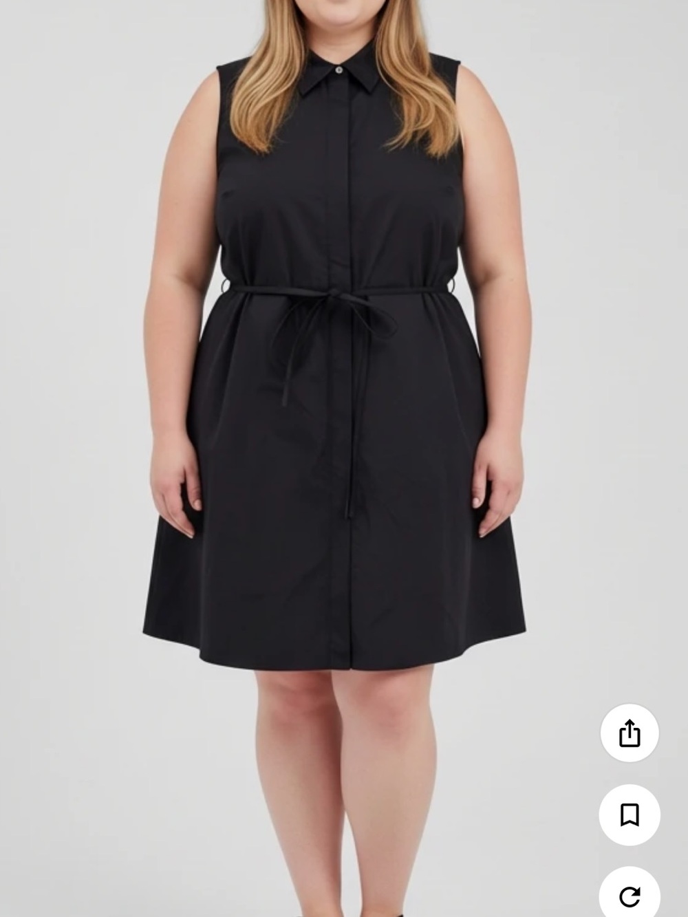 Prologue Sleeveless Black Shirt Dress with Tie Belt
